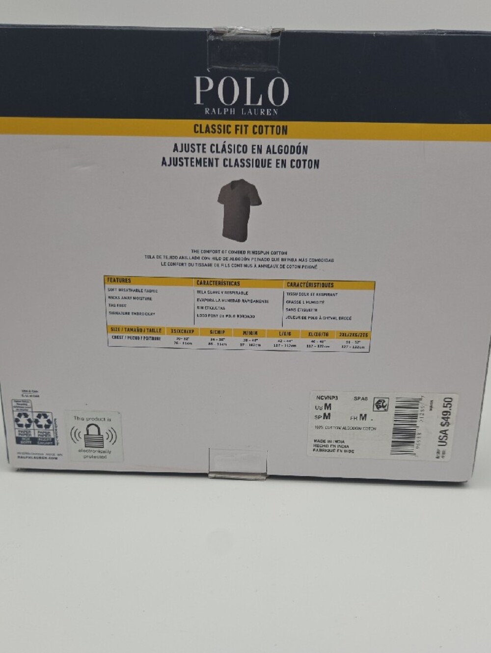Polo by Ralph Lauren Classic Fit Cotton Tee Box in Navy and Yellow - Picture 3 of 4